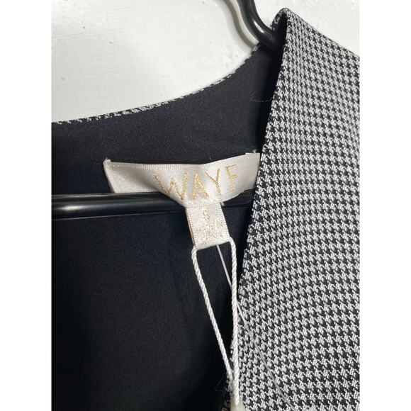 NEW WAYF Womens Houndstooth Cropped Long Sleeve Square Neck Size Small - Picture 2 of 6